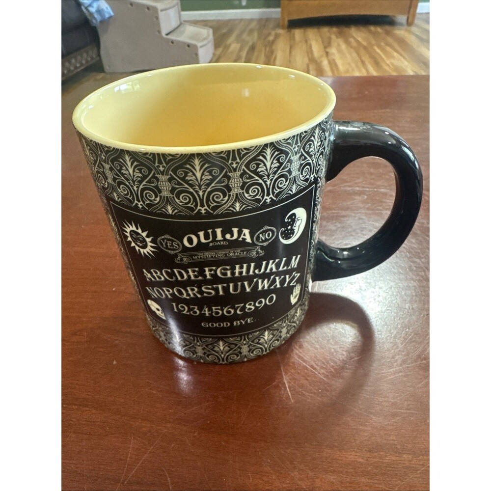 Ouija Board Game Coffee Cup Mug Black Gold Hasbro Spirit Halloween 16 OZ Ounce